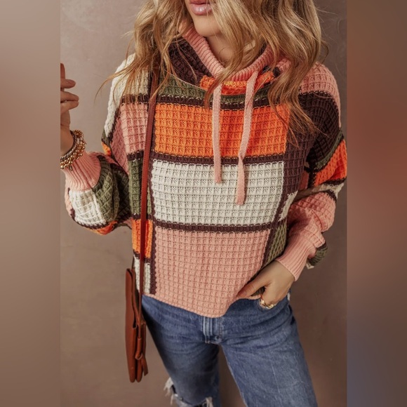 Cozy & Colorful Waffle Knit Mock Neck Sweater - Picture 1 of 3